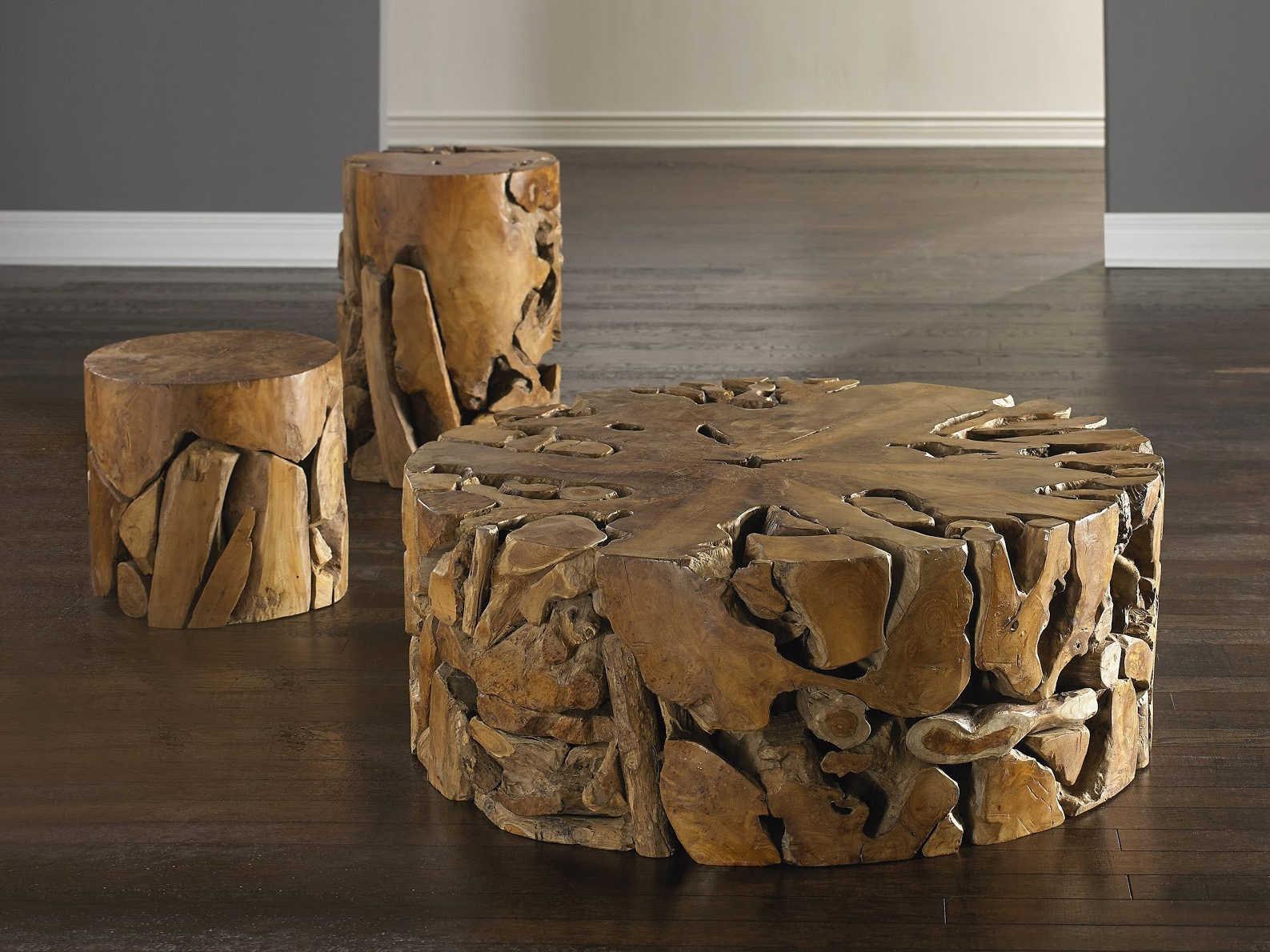 Phillips Collection Round Wood Natural Brown End Table