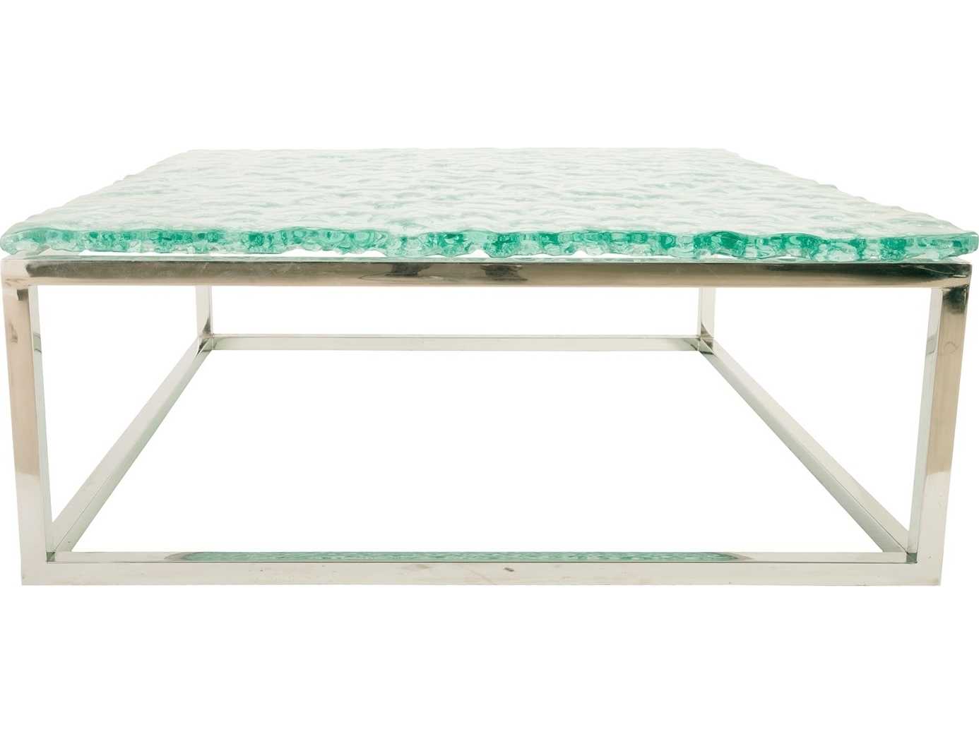 Phillips Collection Square Glass Turquoise Coffee Table