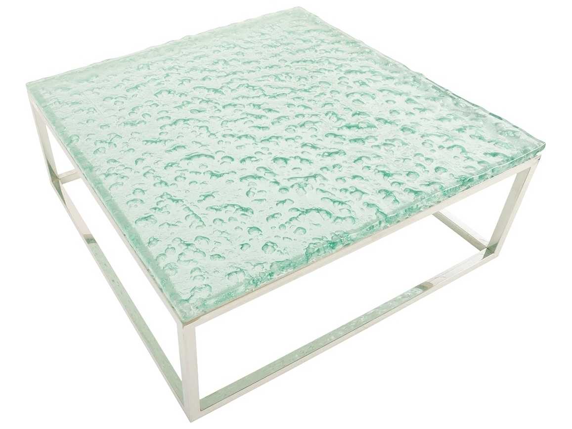 Phillips Collection Square Glass Turquoise Coffee Table