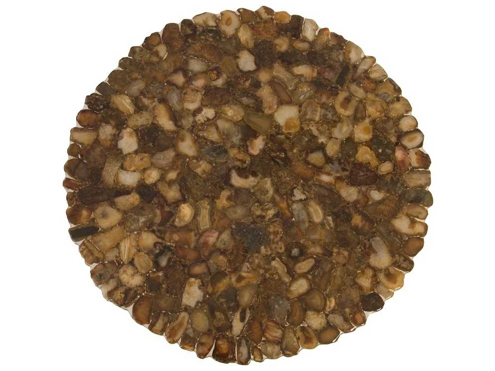 Phillips Collection Round Stone Brown Silver Coffee Table