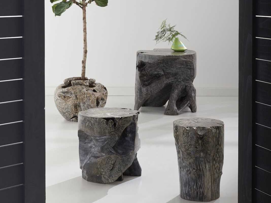 Phillips Collection Black Wash Accent Stool