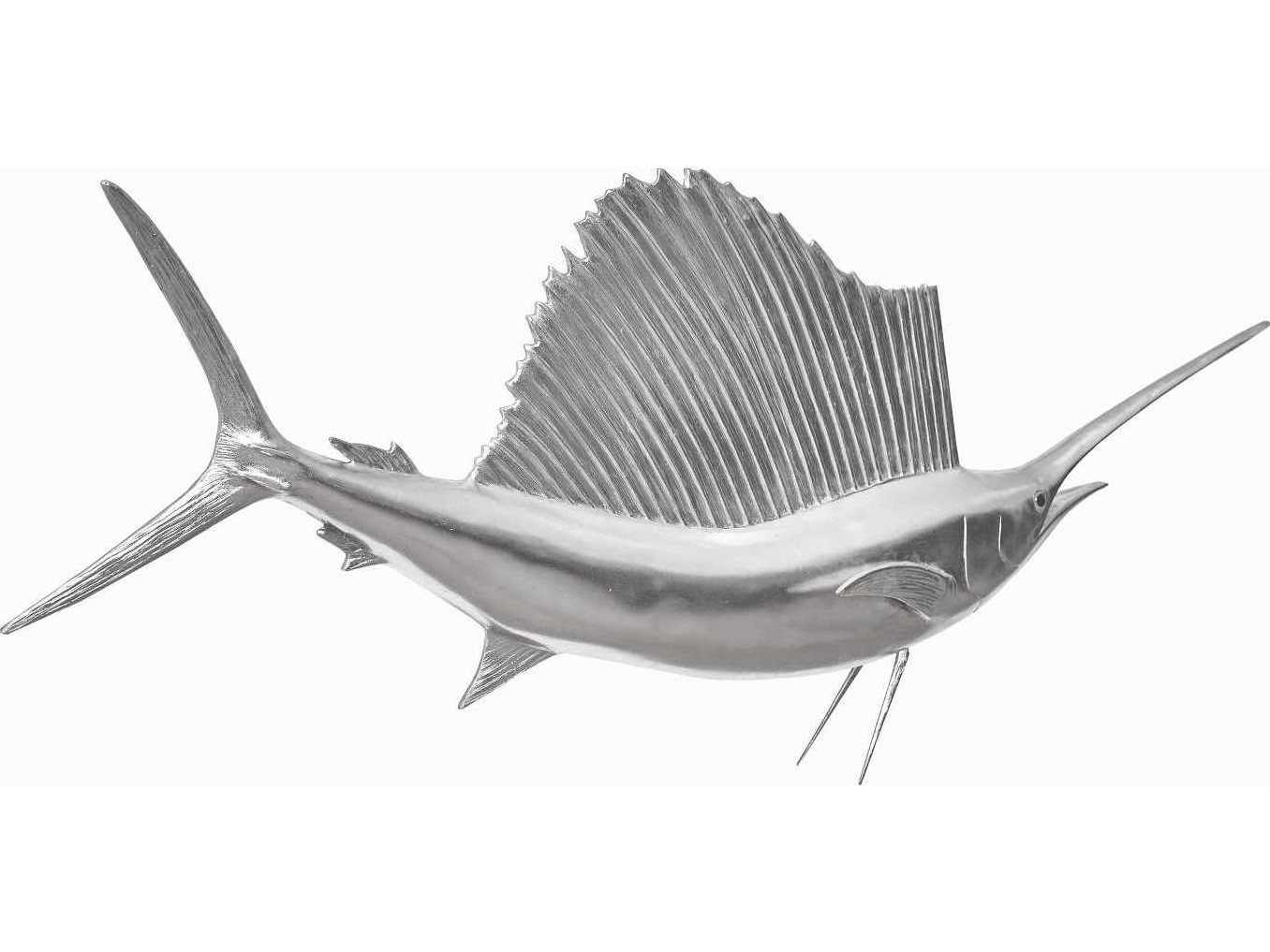 Phillips Collection Silver Leaf Sail Fish Sculpture Metal Wall Art