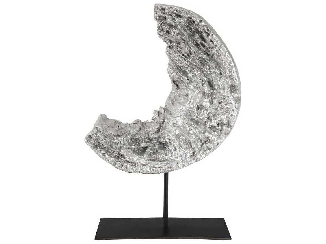 Phillips Collection Silver Leaf Black Cast Eroded Wood Circle on Stand