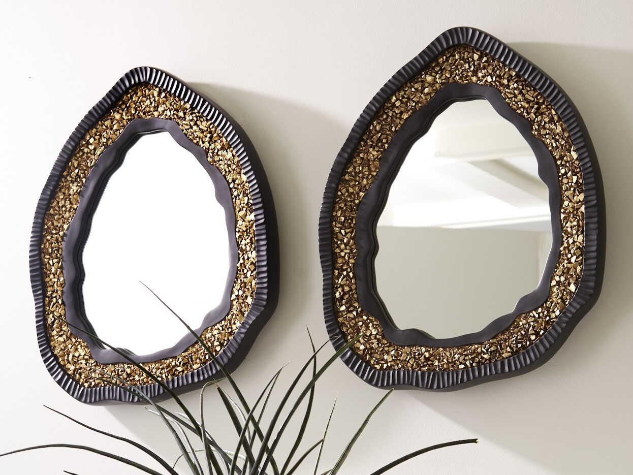 Phillips Collection Black and Gold Matte Oval Wall Mirror