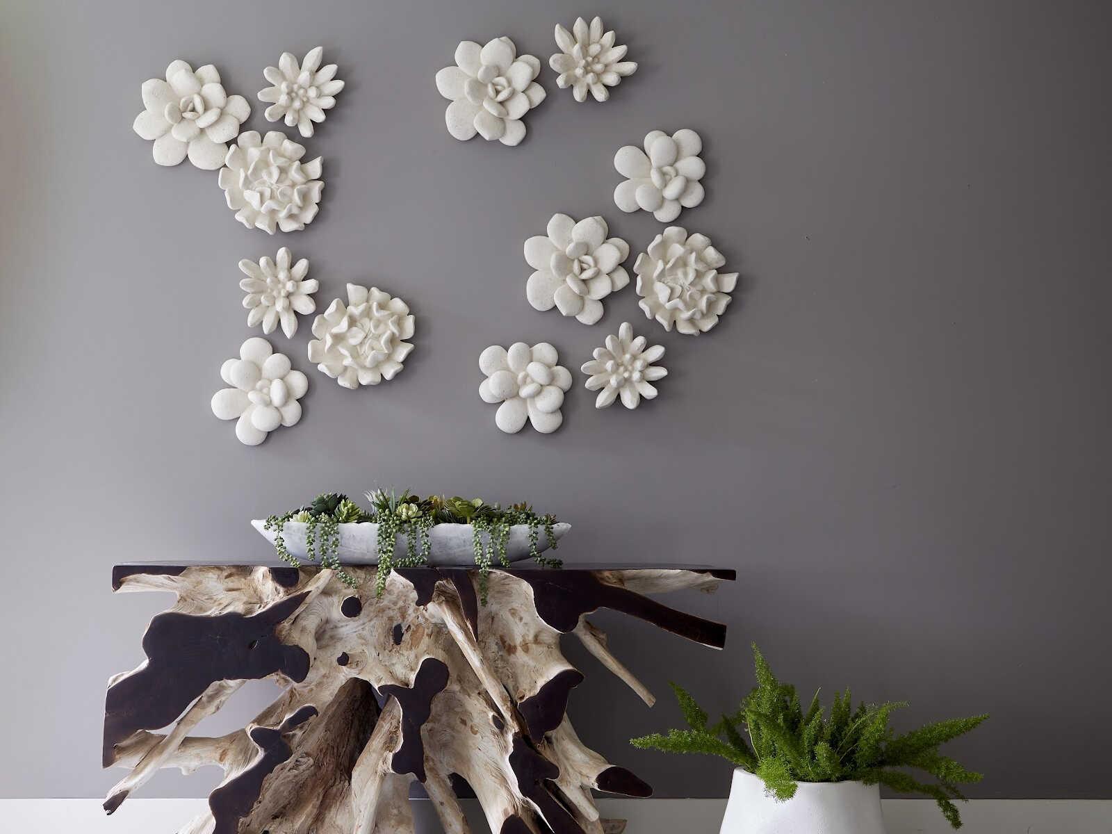 Phillips Collection Oviferum Succulent White Stone 3D Wall Art