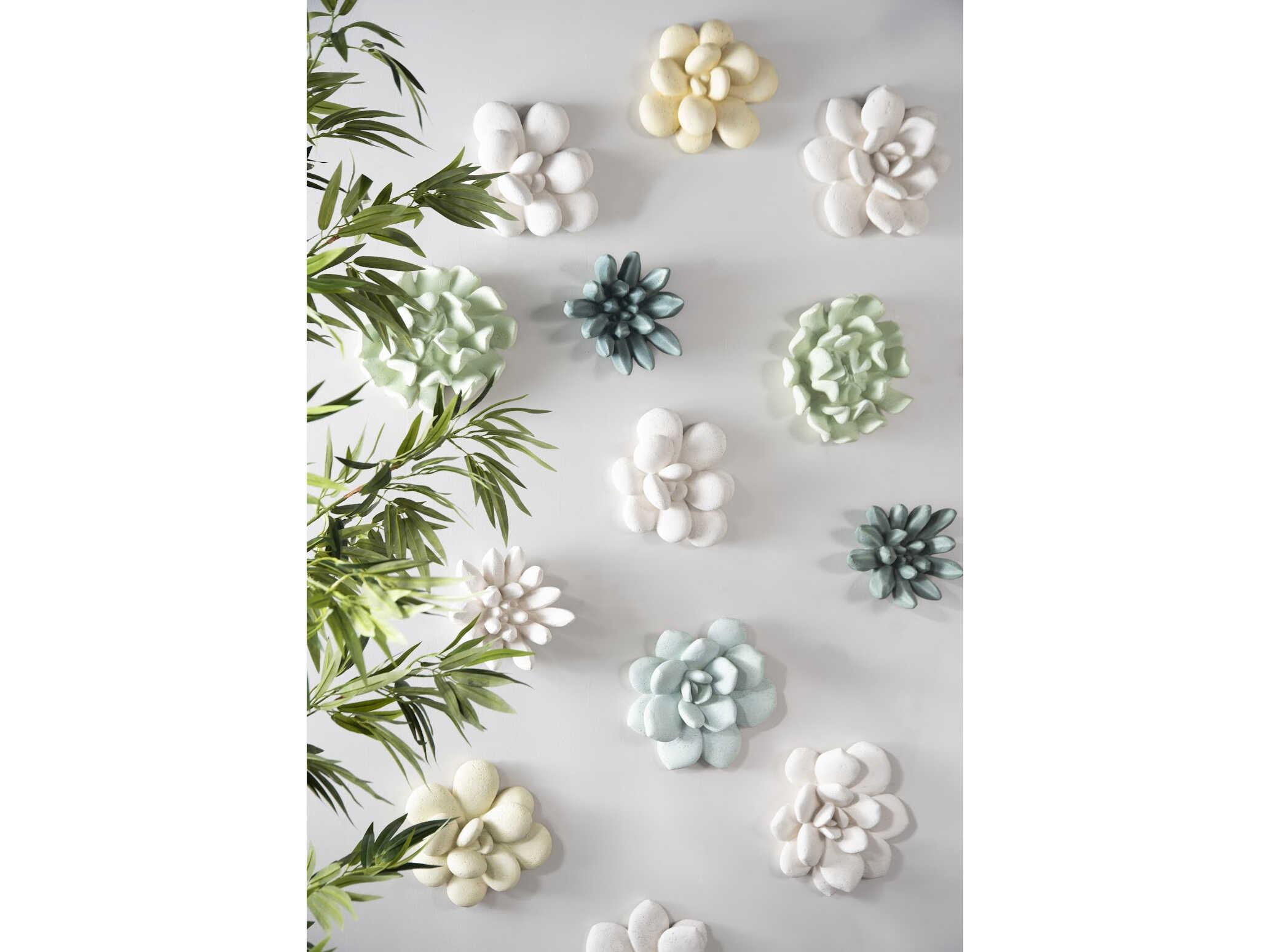 Phillips Collection Compactum Succulent White Stone 3D Wall Art