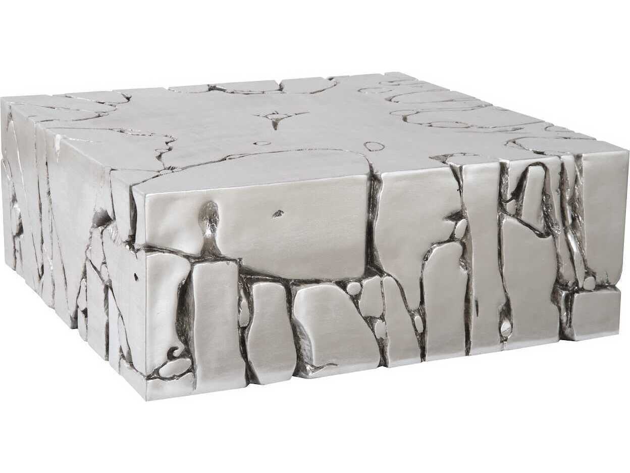 Phillips Collection Square Resin Silver Leaf Coffee Table