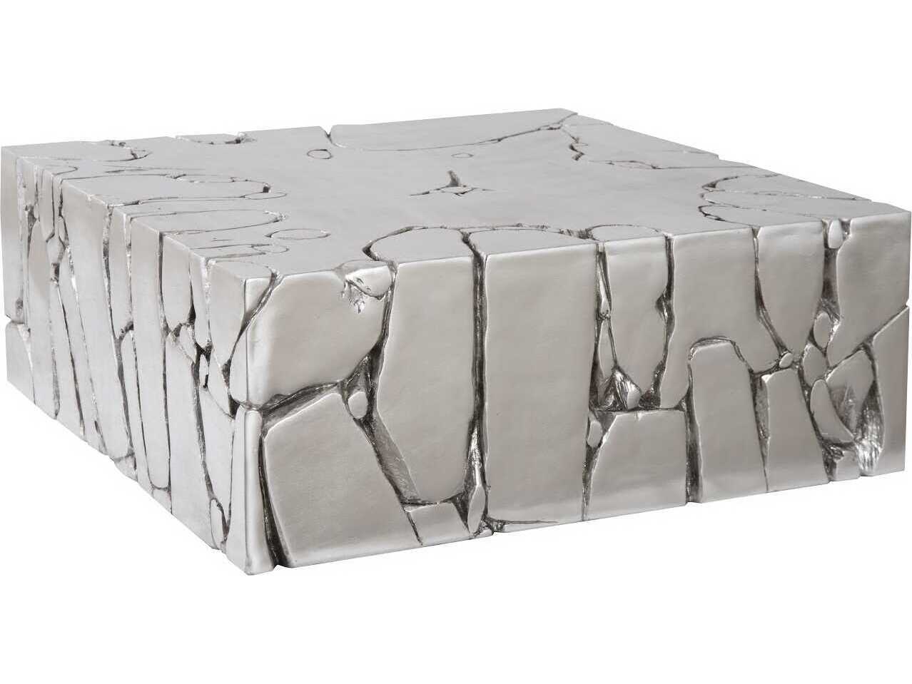 Phillips Collection Square Resin Silver Leaf Coffee Table