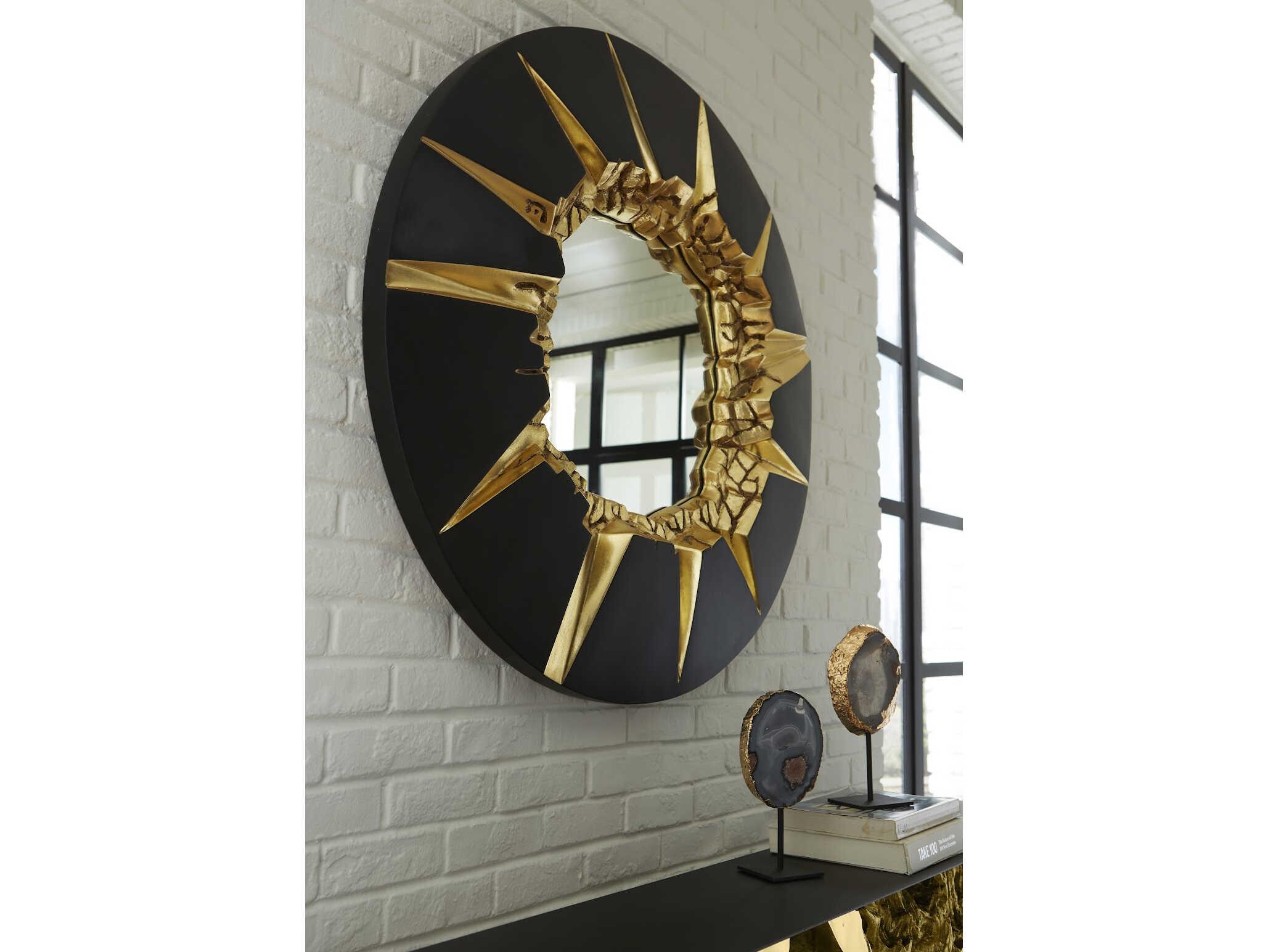 Phillips Collection Black & Gold Round Wall Mirror
