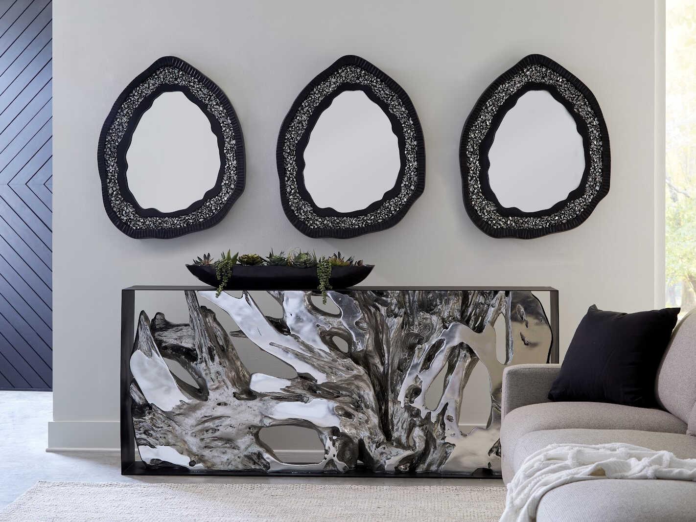 Phillips Collection Black / Silver Oval Wall Mirror