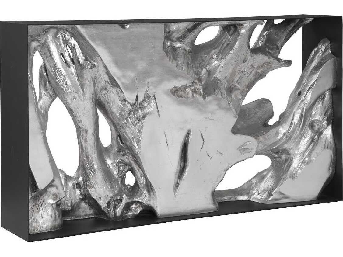 Phillips Collection Rectangular Metal Silver Leaf Console Table