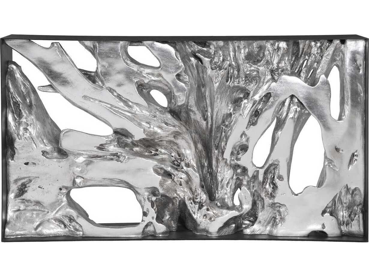 Phillips Collection Rectangular Metal Silver Leaf Console Table