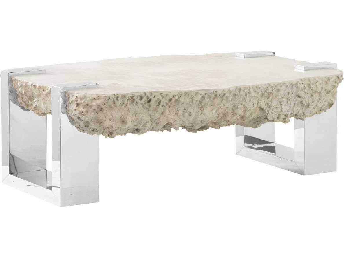 Phillips Collection Rectangular Resin Gray Stainless Steel Coffee Table