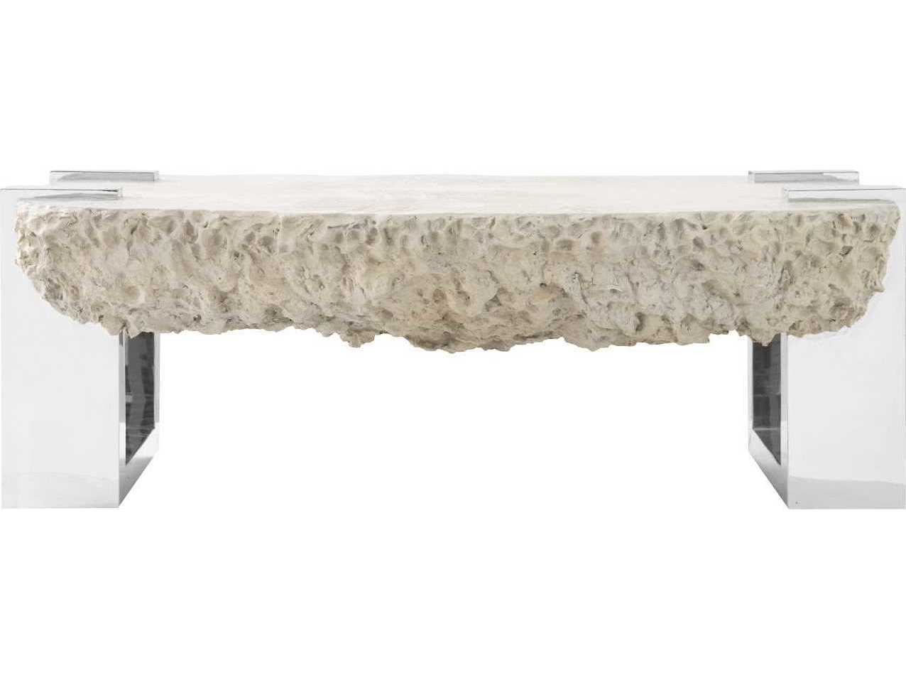 Phillips Collection Rectangular Resin Gray Stainless Steel Coffee Table