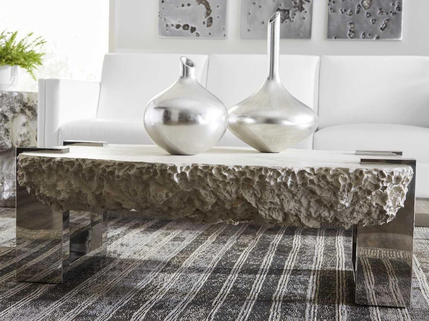 Phillips Collection Rectangular Resin Gray Stainless Steel Coffee Table