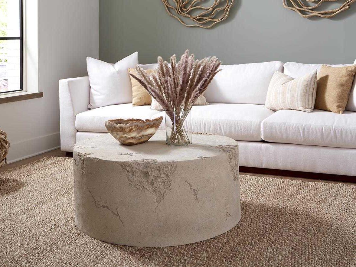 Phillips Collection Round Roman Stone Coffee Table