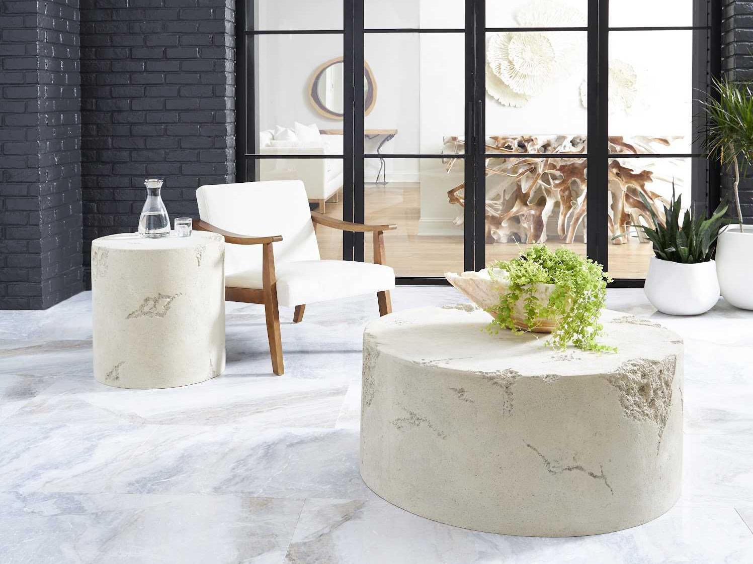 Phillips Collection Round Roman Stone Coffee Table