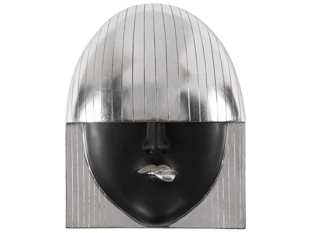 Phillips Collection Black and Silver Leaf Pout Fashion Face Wood Wall Art