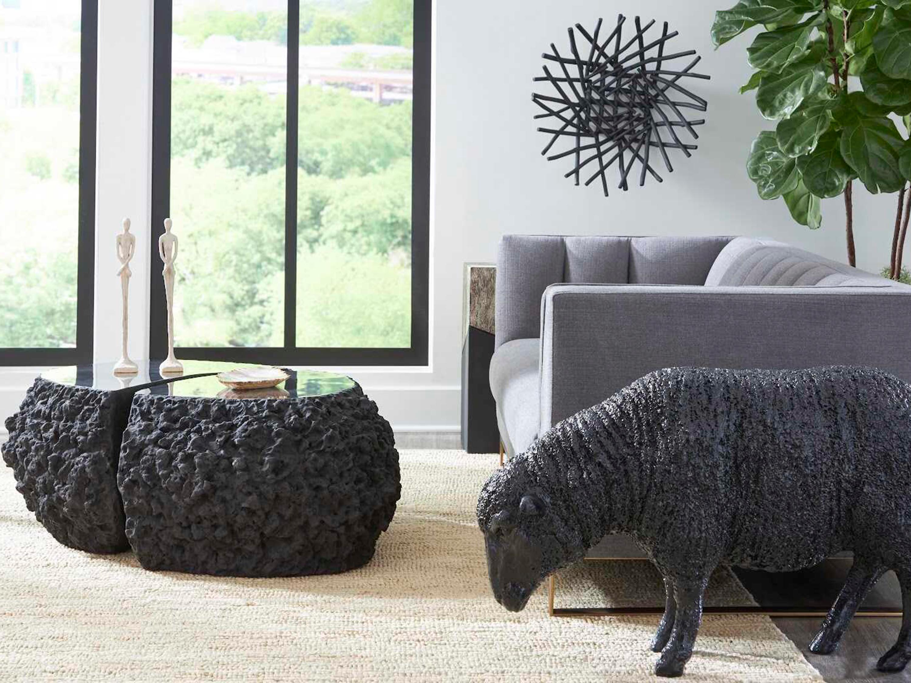 Phillips Collection Cast Gel Coat Black Sheep Sculpture