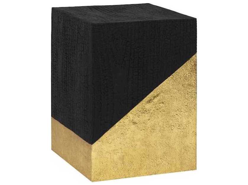 Phillips Collection Square Resin Black And Gold Leaf End Table
