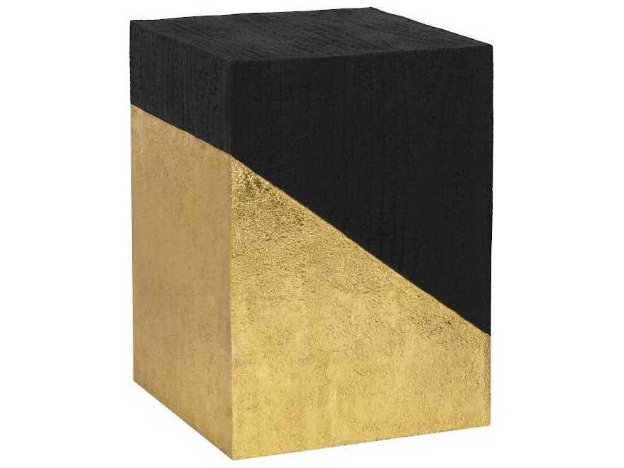 Phillips Collection Square Resin Black And Gold Leaf End Table