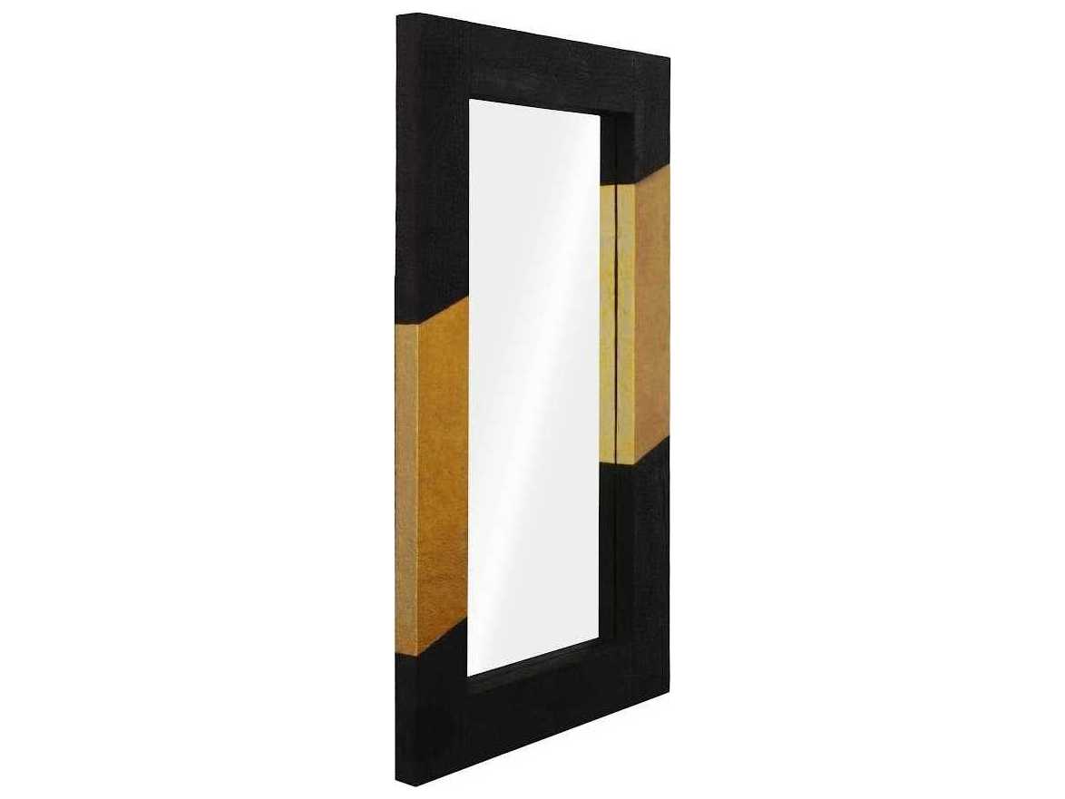 Phillips Collection Black And Gold Leaf Rectangle Floor Mirror