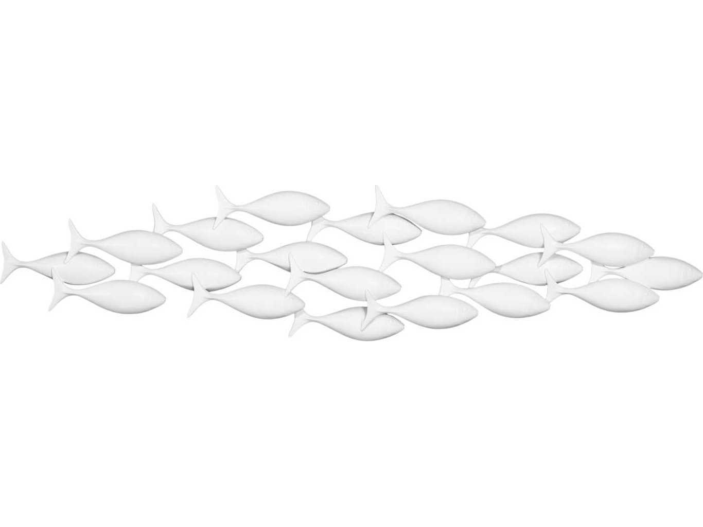 Phillips Collection Matte White School of Fish Wood Wall Art