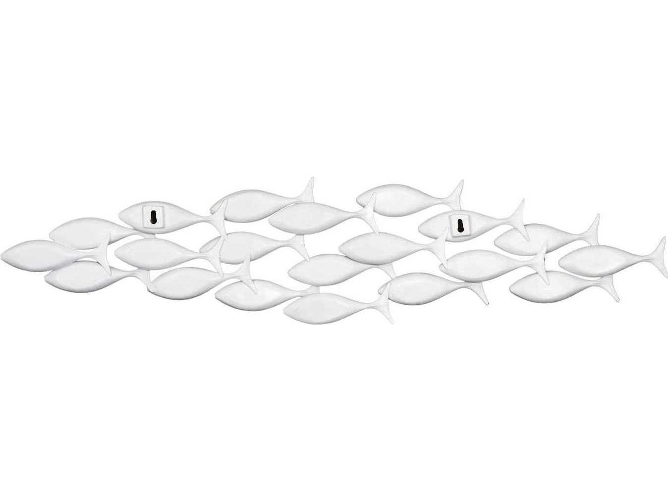 Phillips Collection Matte White School of Fish Wood Wall Art