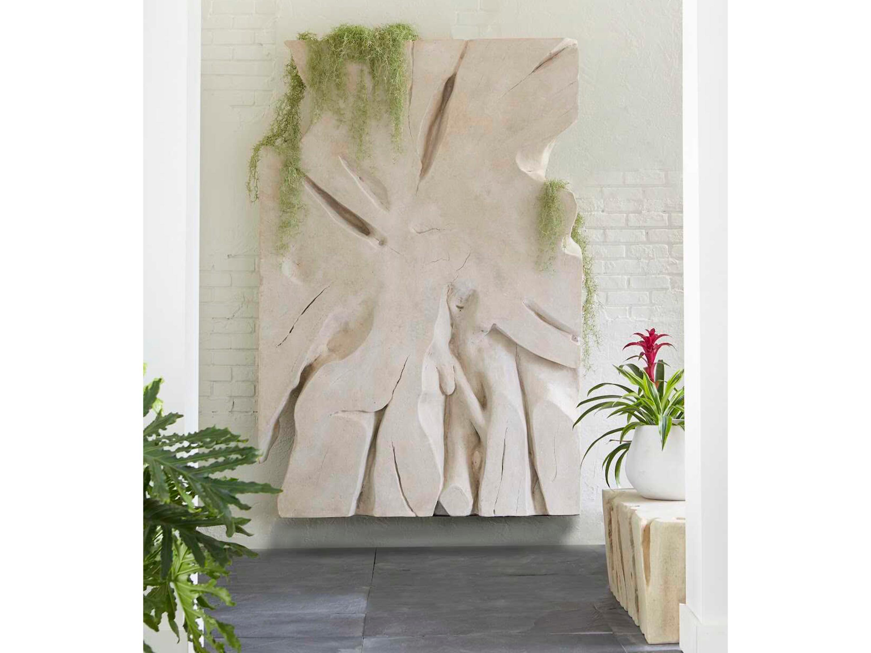 Phillips Collection Cast Naturals Root Roman Stone Off White Accent Bench