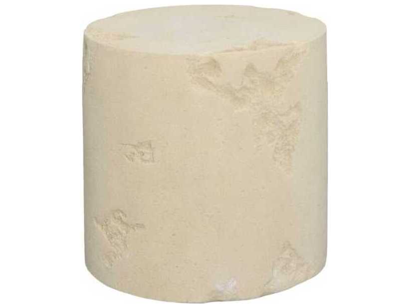 Phillips Collection Cast Formation Round Resin Roman Stone Off White End Table