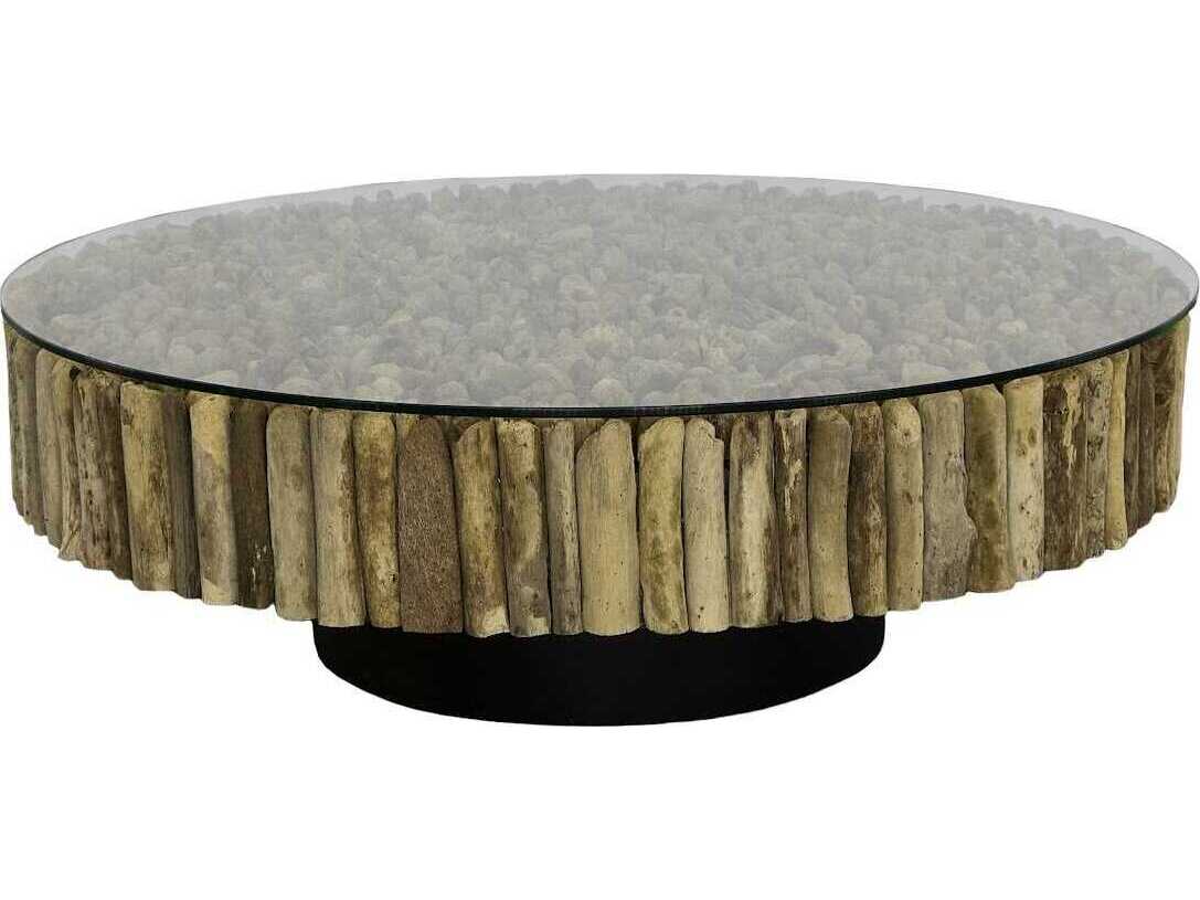 Phillips Collection Manhattan Round Glass Brown Black Coffee Table