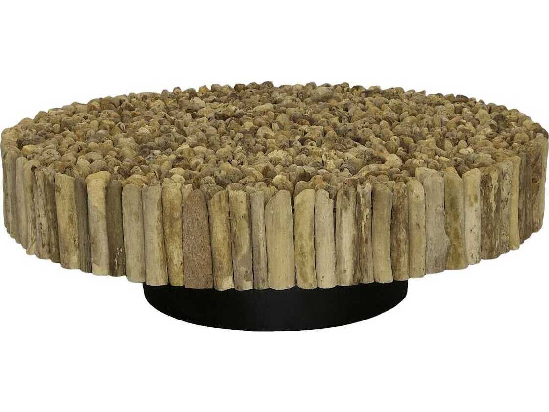Phillips Collection Manhattan Round Glass Brown Black Coffee Table