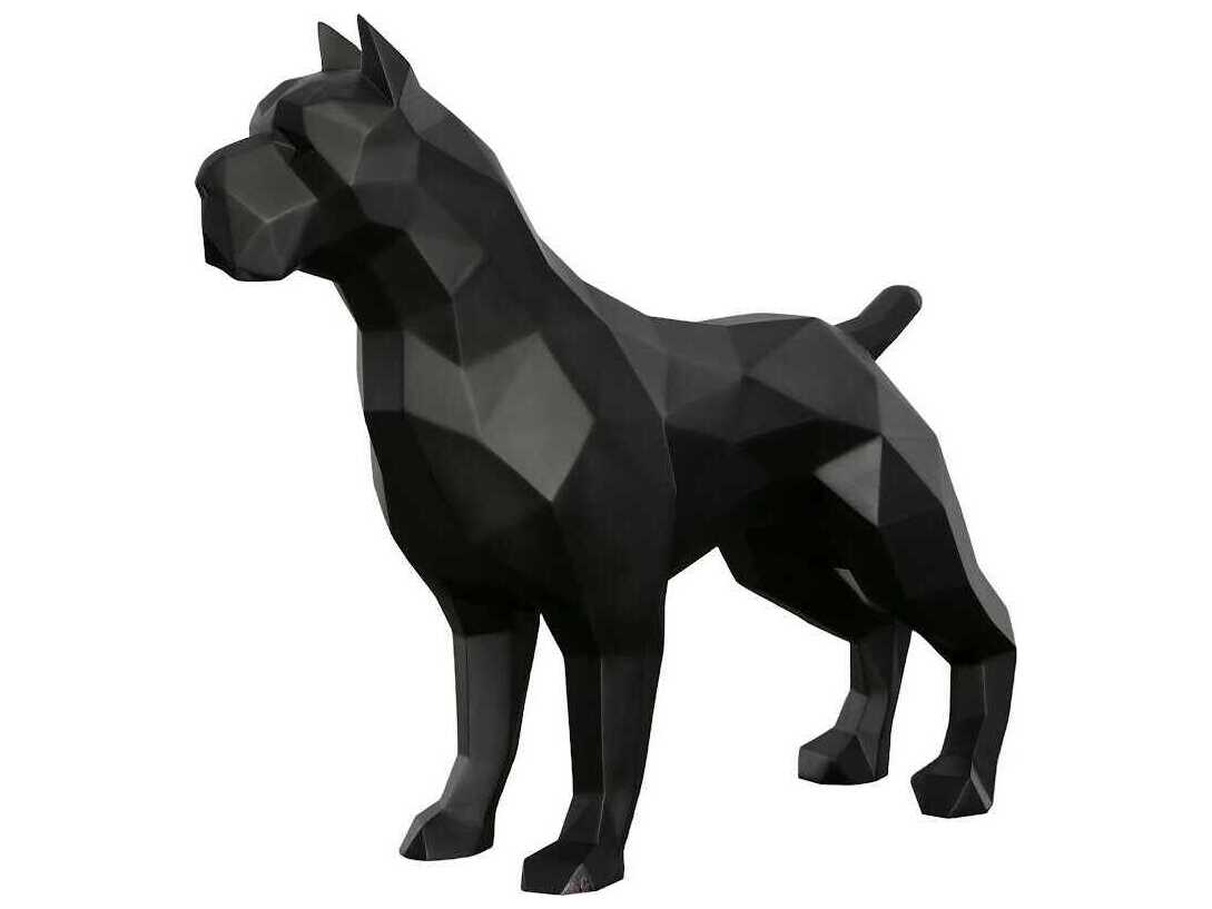 Phillips Collection Matte Lacquer Black Pitbull Facet Sculpture