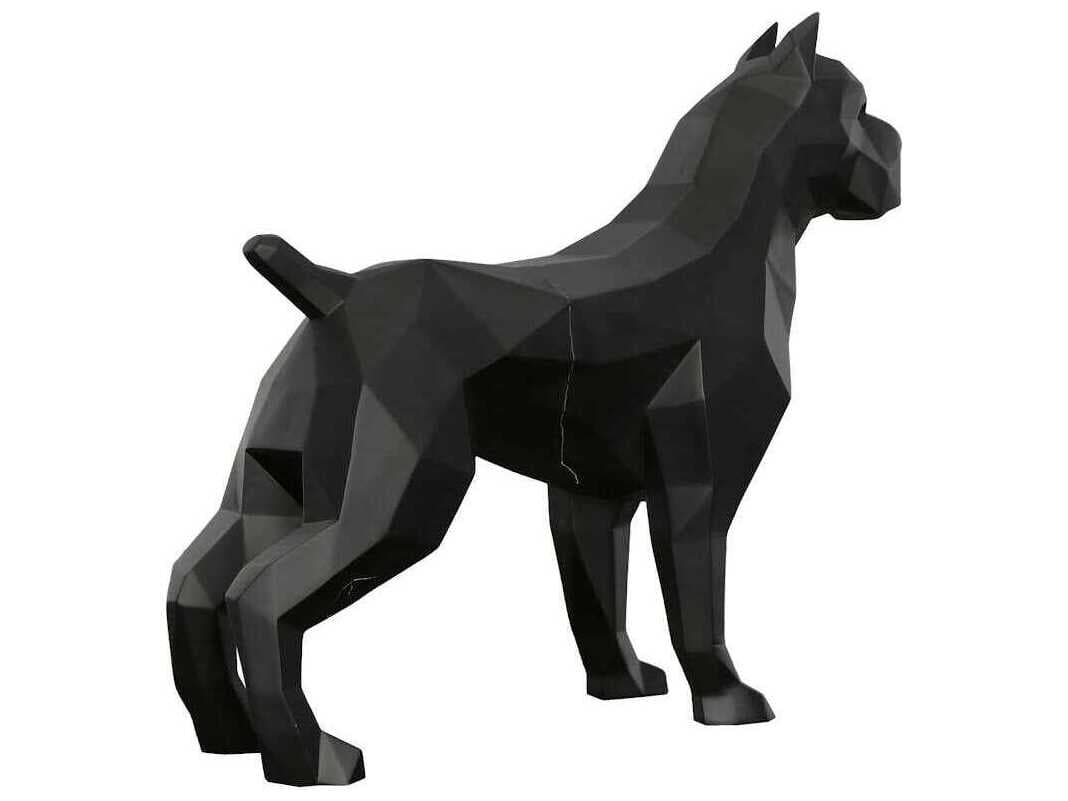 Phillips Collection Matte Lacquer Black Pitbull Facet Sculpture