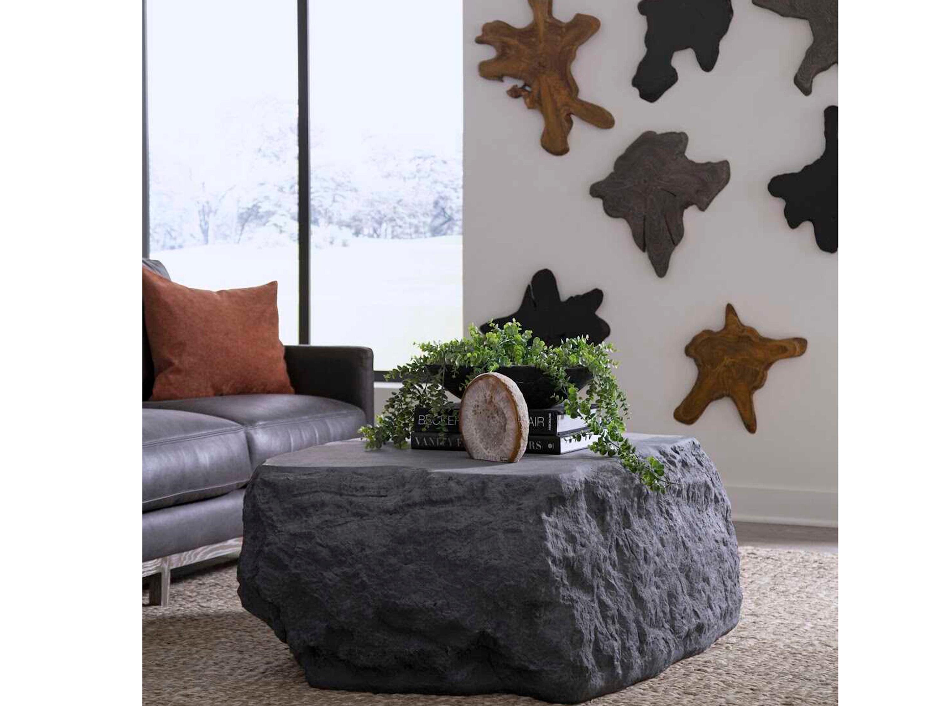 Phillips Collection Quarry Resin Charcoal Stone Gray Coffee Table