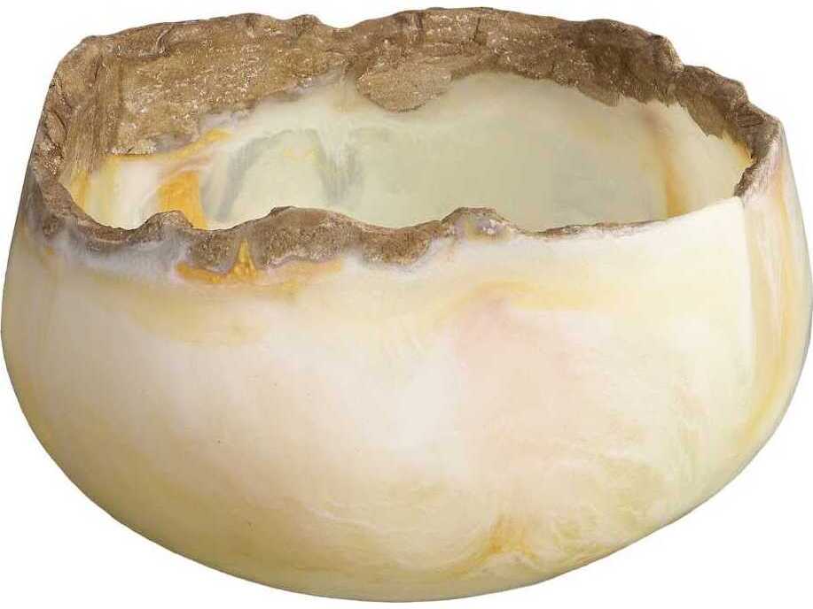 Phillips Collection White Brown Cast Onyx Bowl