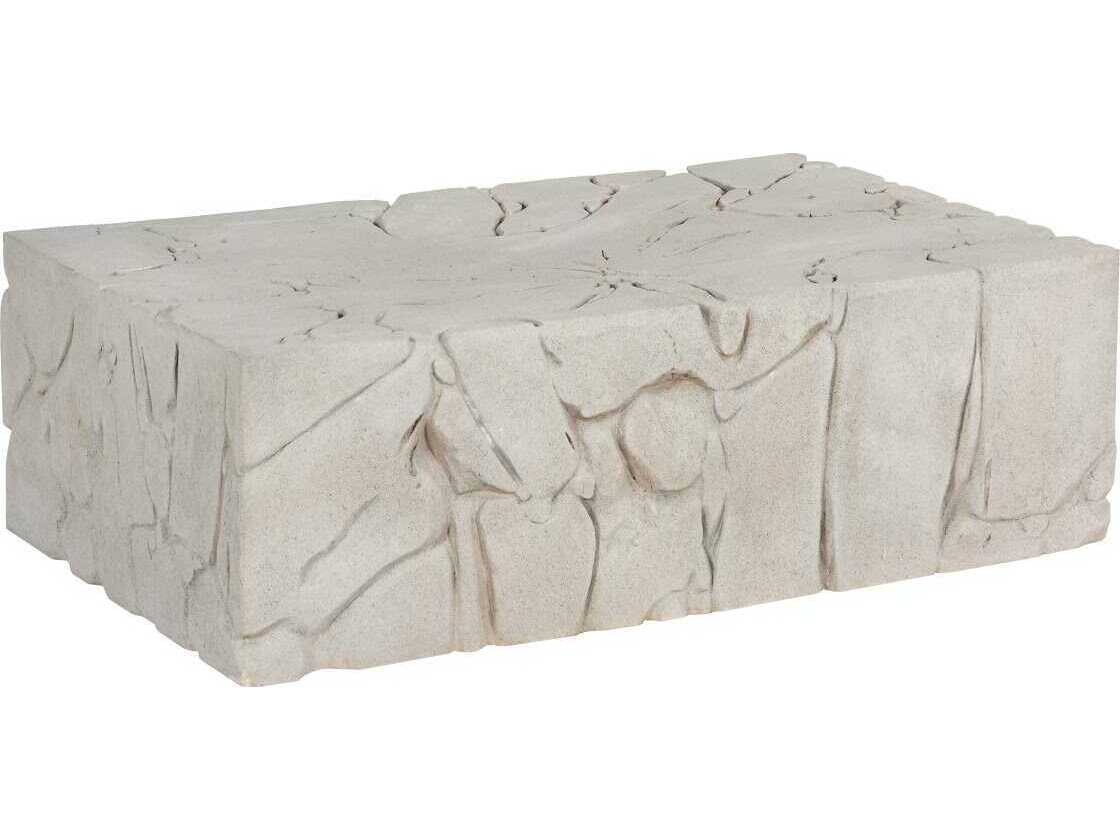 Phillips Collection Chunk Rectangular Resin Roman Stone Off White Coffee Table