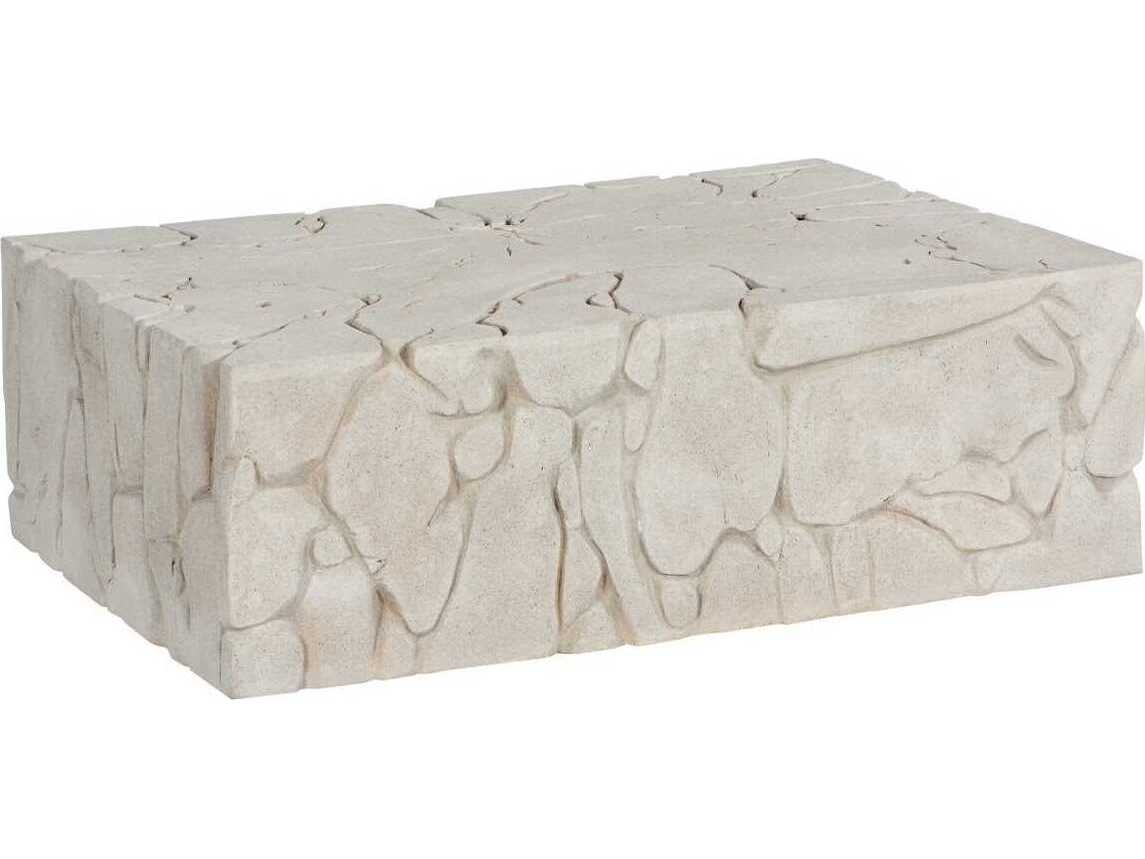 Phillips Collection Chunk Rectangular Resin Roman Stone Off White Coffee Table