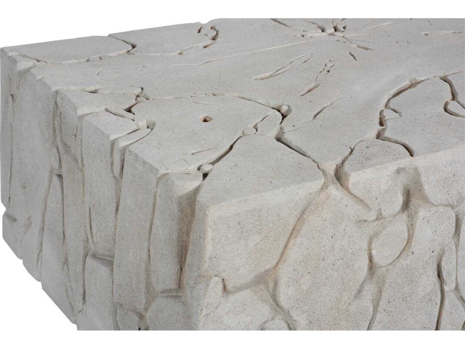 Phillips Collection Chunk Rectangular Resin Roman Stone Off White Coffee Table