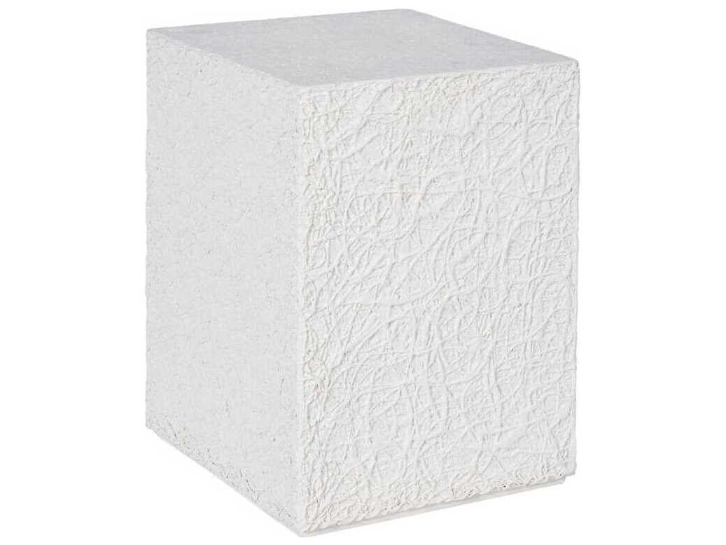 Phillips Collection String Theory Square Resin White Stone End Table
