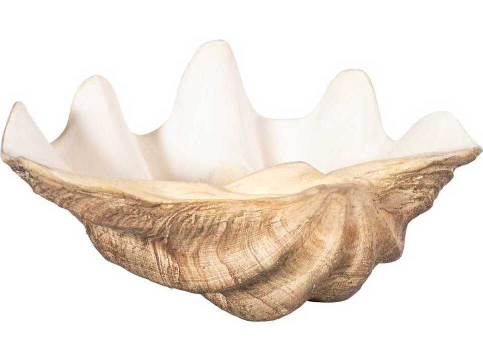 Phillips Collection Beige White Cast Clam Shell Bowl