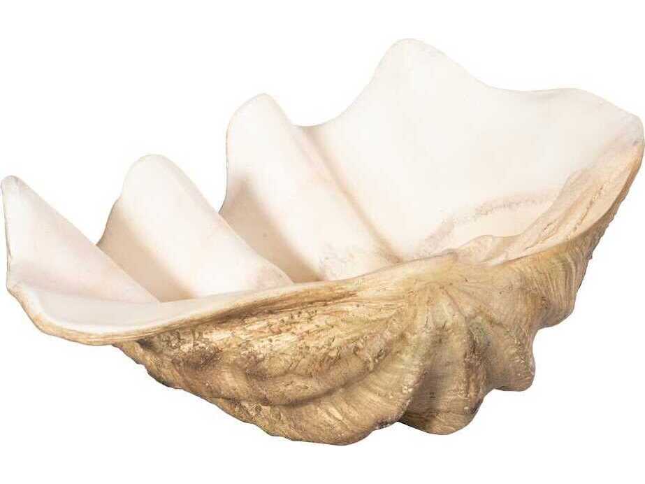 Phillips Collection Beige White Cast Clam Shell Bowl