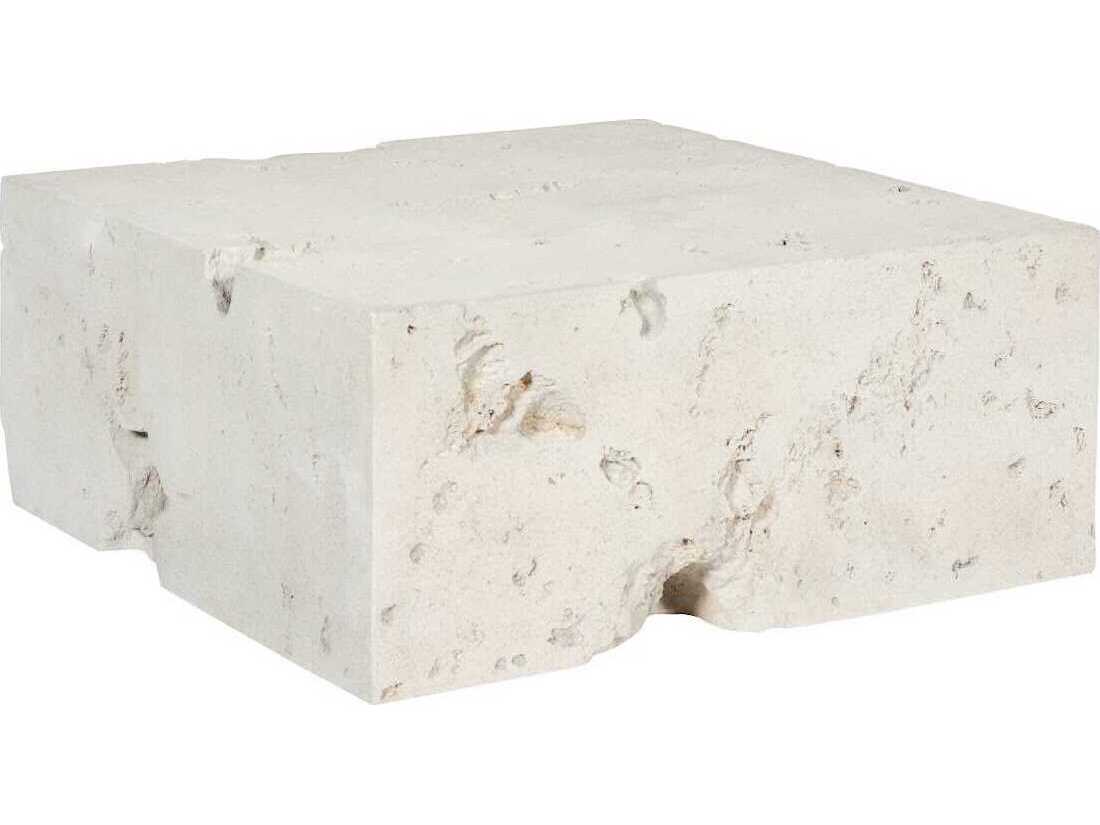 Phillips Collection Formation Square Resin Roman Stone Off White Coffee Table