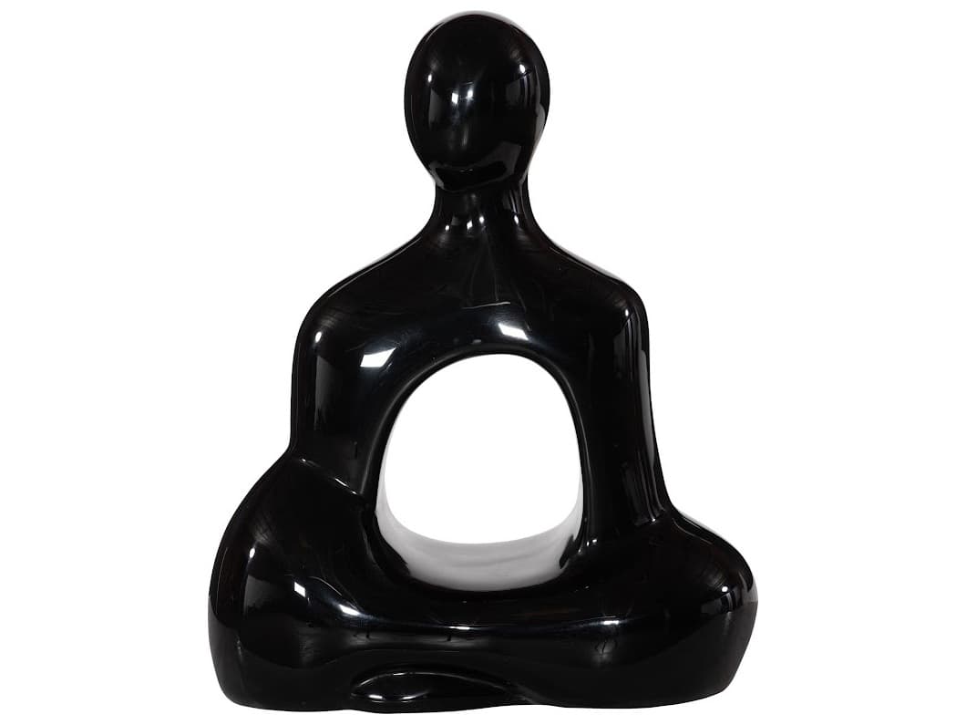 Phillips Collection Buddha Seated Sculpture in Gel Coat Black