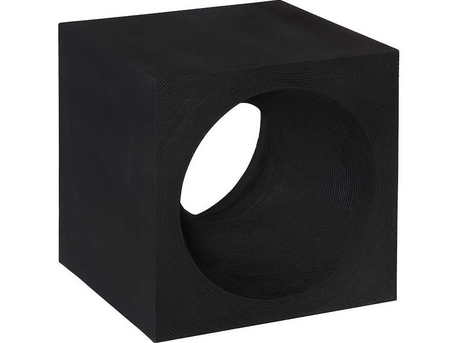 Phillips Collection Square Black Stone End Table