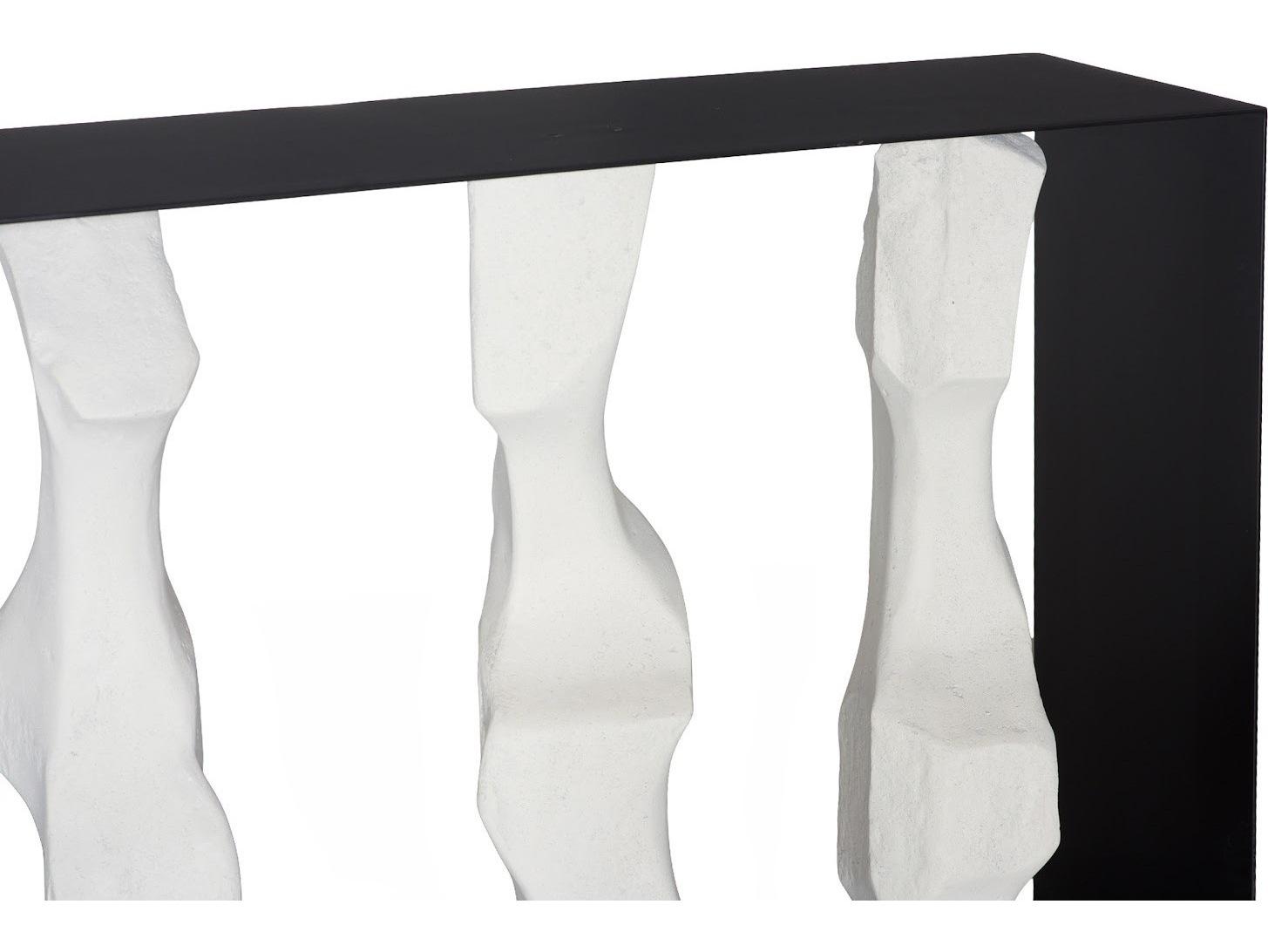 Phillips Collection Rectangular Black Off White Metal Console Table