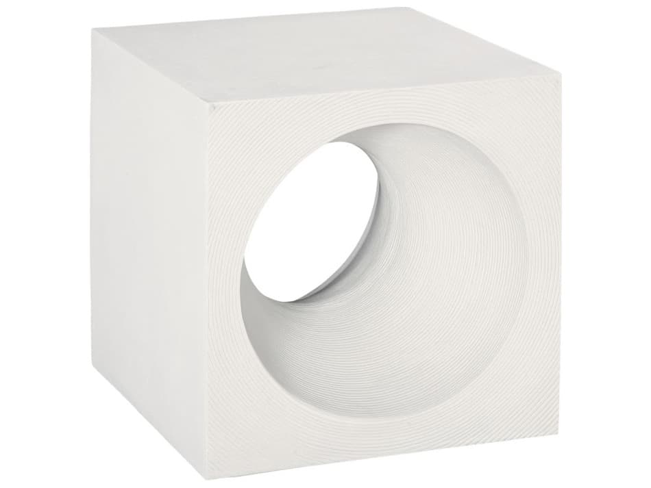 Phillips Collection Square Resin Off White End Table