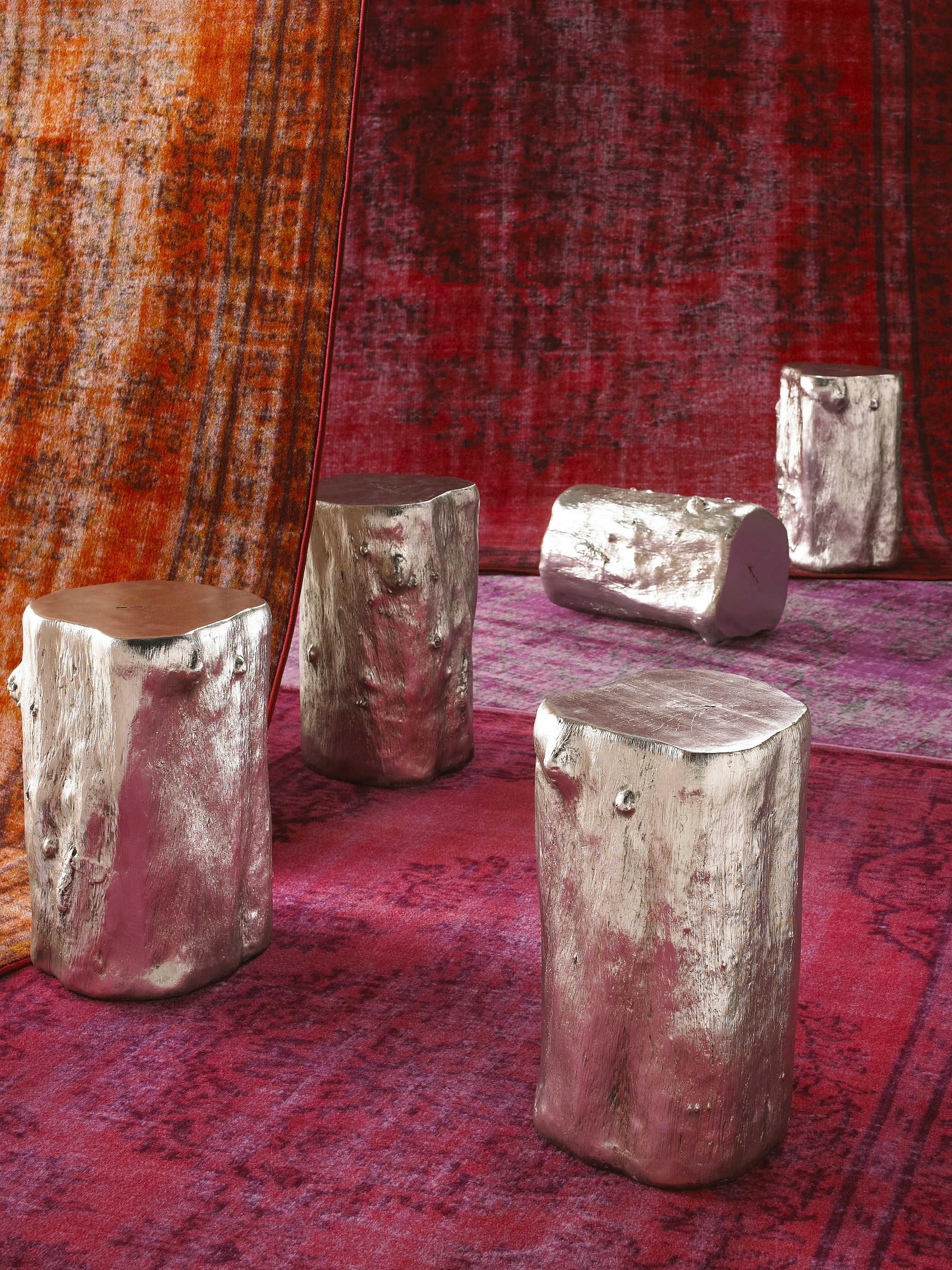 Phillips Collection Log Silver Leaf Accent Stool