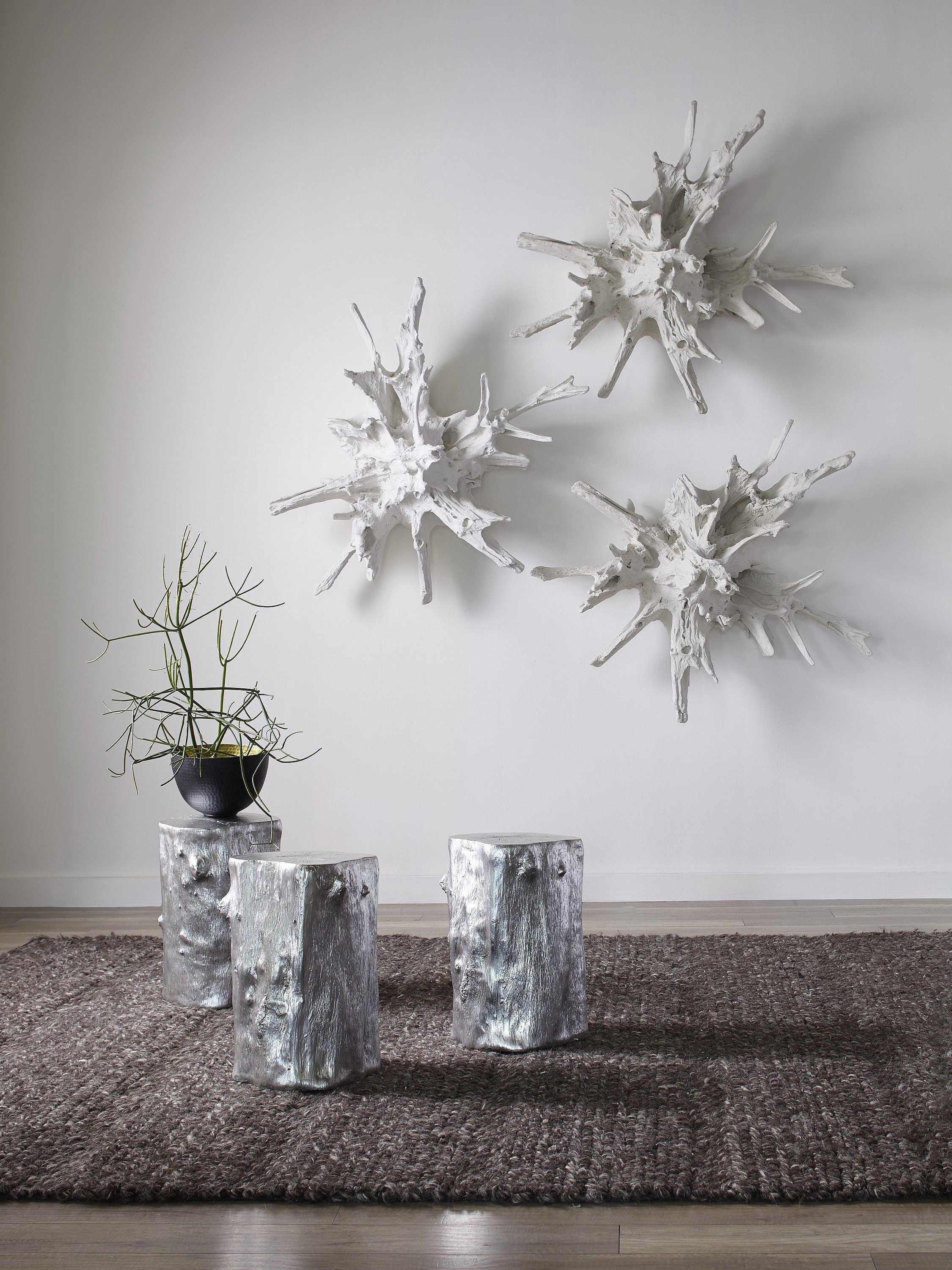 Phillips Collection Log Silver Leaf Accent Stool