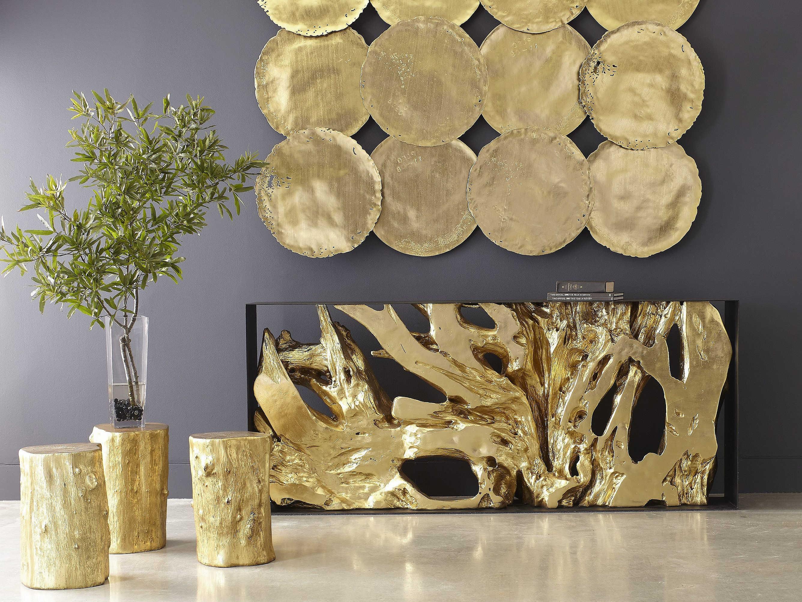Phillips Collection Log Gold Leaf Accent Stool